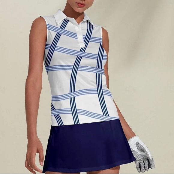 ACEGOLFS Blue/White Air brush Polo Top UPF50+ S - Picture 1 of 4